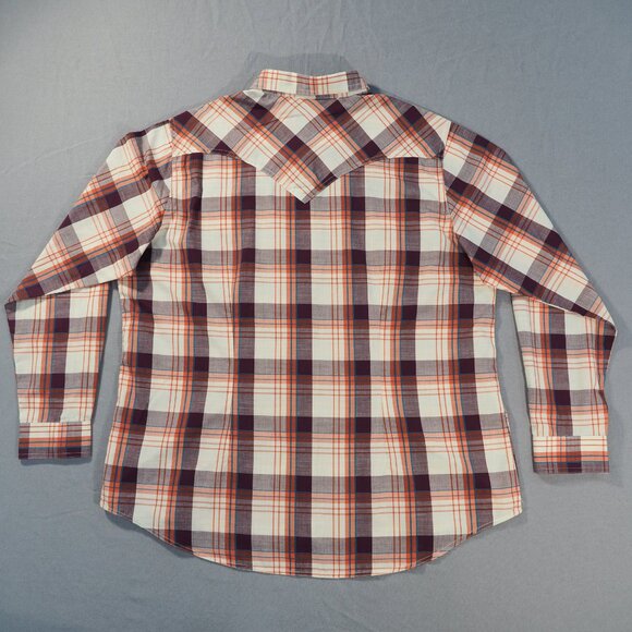 Wrangler Retro Shirt Mens XXL Purple Red Plaid Pearl Snap Rodeo Western Cowboy - Picture 2 of 7